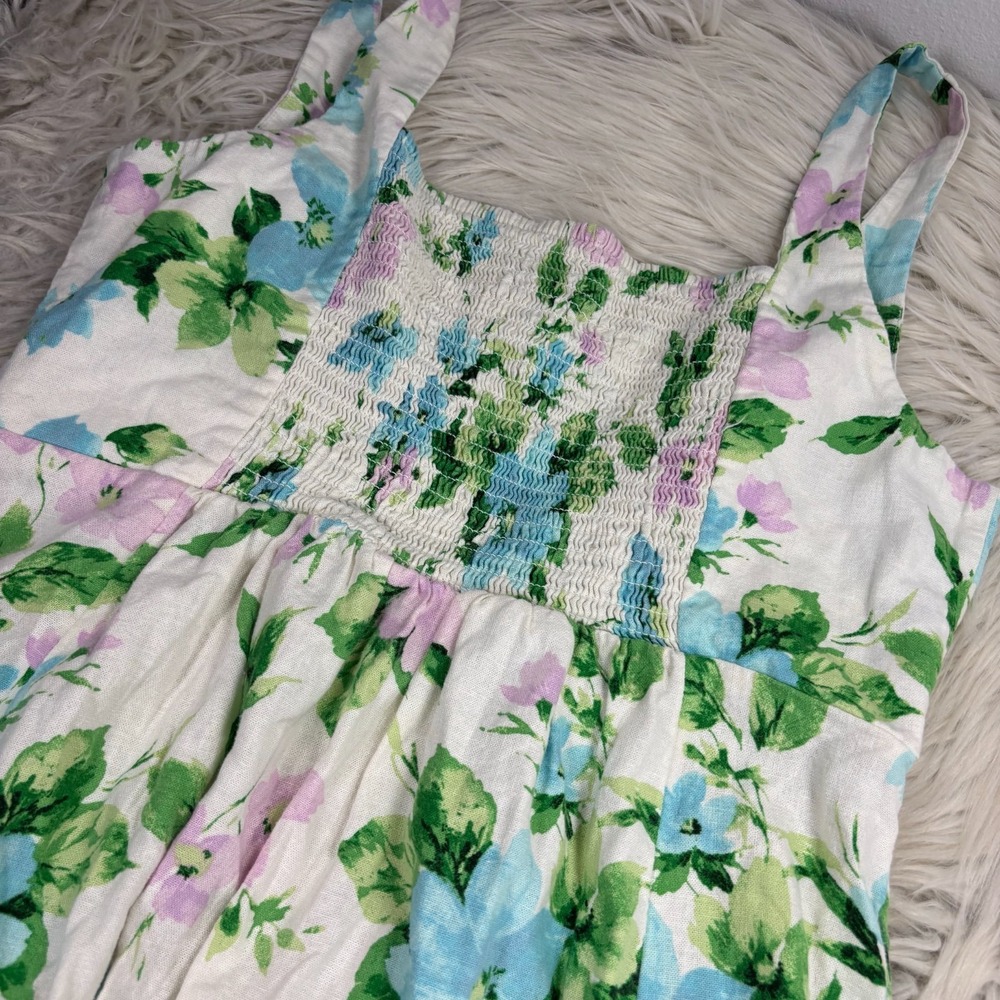 Old Navy Women's L Floral Fit & Flare Linen-Blend Midi Dress Cottagecore Twee - Picture 9 of 10